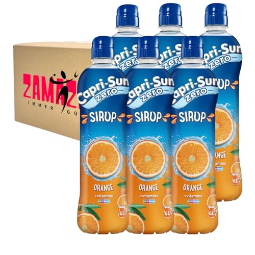 Capri-Sun Zero Orange Sirup Vegan Getränk mit Vitaminen B6, B1, Biotin 600ml (6er Pack) von Zama4Zingo