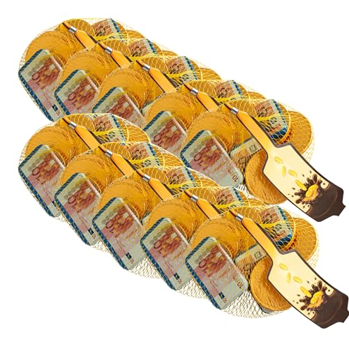 Euro-Schokoladengeld + Banknoten 100g | Milchschokolade für Fasching & Karneval | Abgepackt im Netz: Goldmünzen & Banknoten (10er Pack) von Zama4Zingo