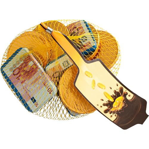 Euro-Schokoladengeld + Banknoten 100g | Milchschokolade für Fasching & Karneval | Abgepackt im Netz: Goldmünzen & Banknoten (1er Pack) von Zama4Zingo