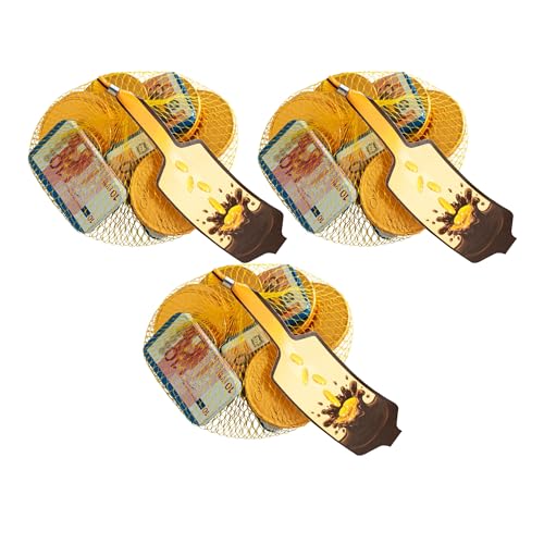 Goldtaler Schokolade Euro Goldmünzen + Euroscheine & Banknoten 100g | Milchschokolade für Fasching & Karneval | Abgepackt im Netz: Goldmünzen & Banknoten (3er Pack) von Zama4Zingo