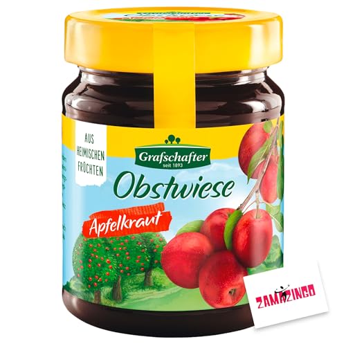 Grafschafter Obstwiese Apfelkraut | VEGAN | 320g - Glutenfrei & Laktosefrei | Erntefrische Früchte - Fruchtiger Brotaufstrich, Natürlich süß und lecker + Zama4Zingo Karte (Apfelkraut) von Zama4Zingo