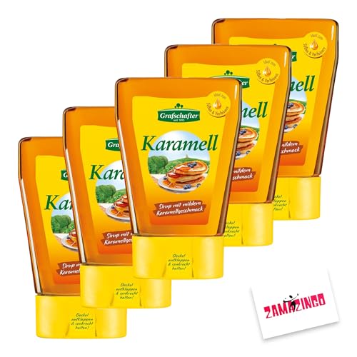 Grafschafter Sirup Karamell 500g | Herzhaft-süßer Brotaufstrich, Ideal zum Süßen & Verfeinern + Zama4Zingo Karte (5er Pack, Karamell) von Zama4Zingo