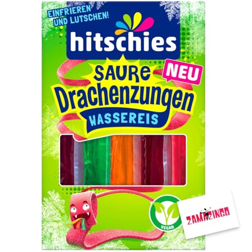 Hitschies Wassereis Drachensunge | VEGAN | 10 x 40ml - Wassereis, Stangeneis für den Sommer + Zama4Zingo Karte (1er Pack, Bunt) von Zama4Zingo