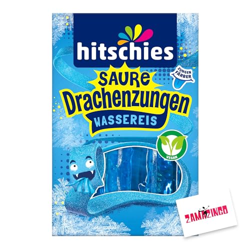 Hitschies Wassereis Saure Drachensunge Blau | VEGAN | 10 x 40ml - Wassereis, Stangeneis für den Sommer + Zama4Zingo Karte (1er Pack, Blau) von Zama4Zingo