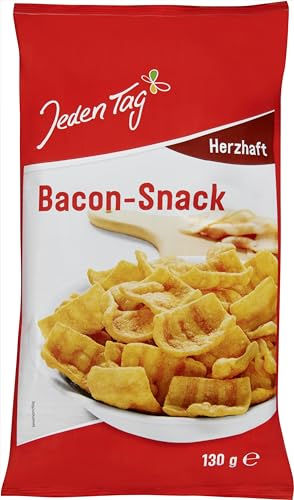 Jeden Tag Bacon Snack 130g | Knuspriger Genuss, herzhaft kräftiger Weizensnack mit Schinken & Speck Geschmack (1er Pack) von Zama4Zingo
