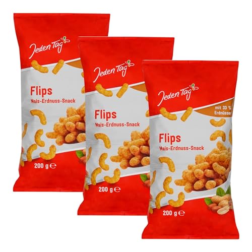 Jeden Tag Erdnussflips 200g | Knusprige Knabberfreude mit Sonnenblumenöl, ideal für Snacks und Partys (Erdnussflips, 3er Pack) von Zama4Zingo