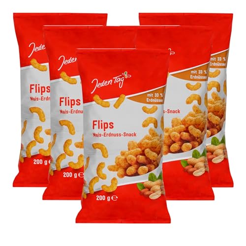 Jeden Tag Erdnussflips 200g | Knusprige Knabberfreude mit Sonnenblumenöl, ideal für Snacks und Partys (Erdnussflips, 5er Pack) von Zama4Zingo