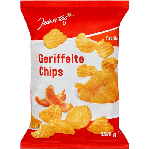 Jeden Tag Geriffelte Paprika Chips 150g | Knuspriger Genuss mit Riffel Chips jeden Tag | Geriffelte Kartoffelchips mit Paprika-Geschmack (1er Pack) von Zama4Zingo