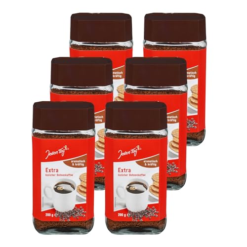Jeden Tag Instant Kaffee Aromatisch & Kr??ftig 200g | L??slicher Starker Schwarzer Kaffe | Genie? en Sie den vollmundigen Geschmack in jeder Tasse (Aromatisch & Kr??ftig, 6er Pack) von Zama4Zingo