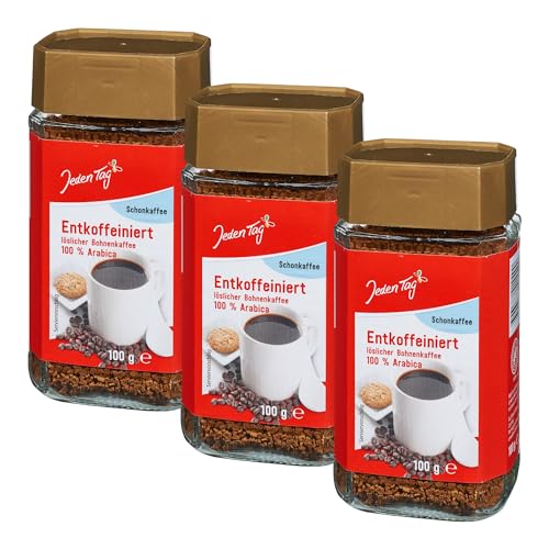 Jeden Tag Instant Kaffee Entkoffeiniert 100g | Löslicher Entkoffeinierter Schonkaffee | Genießen Sie den vollmundigen Geschmack in jeder Tasse (Entkoffeiniert, 3er Pack) von Zama4Zingo