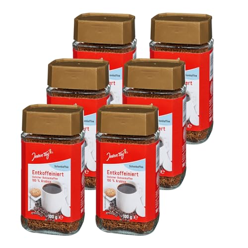 Jeden Tag Instant Kaffee Entkoffeiniert 100g | Löslicher Entkoffeinierter Schonkaffee | Genießen Sie den vollmundigen Geschmack in jeder Tasse (Entkoffeiniert, 6er Pack) von Zama4Zingo