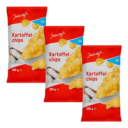 Jeden Tag Salz Chips 250g | Knusprige Knabberfreude mit Sonnenblumenöl, ideal für Snacks und Partys (Salzchips, 3er Pack) von Zama4Zingo