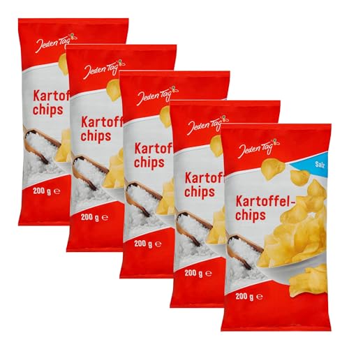 Jeden Tag Salz Chips 250g | Knusprige Knabberfreude mit Sonnenblumenöl, ideal für Snacks und Partys (Salzchips, 5er Pack) von Zama4Zingo