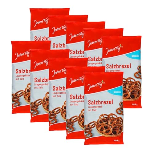 Jeden Tag Salzbrezeln 250g | Knusprige Knabberfreude mit Salz, ideal für Snacks und Partys (Salbrezeln, 10er Pack) von Zama4Zingo