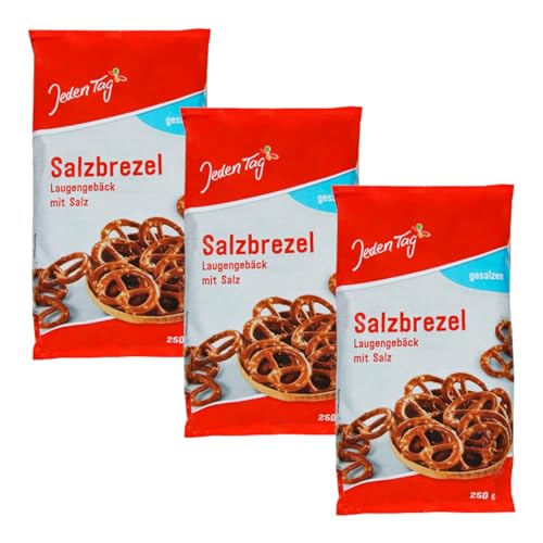 Jeden Tag Salzbrezeln 250g | Knusprige Knabberfreude mit Salz, ideal für Snacks und Partys (Salbrezeln, 3er Pack) von Zama4Zingo