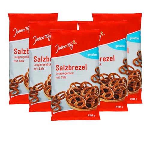 Jeden Tag Salzbrezeln 250g | Knusprige Knabberfreude mit Salz, ideal für Snacks und Partys (Salbrezeln, 5er Pack) von Zama4Zingo