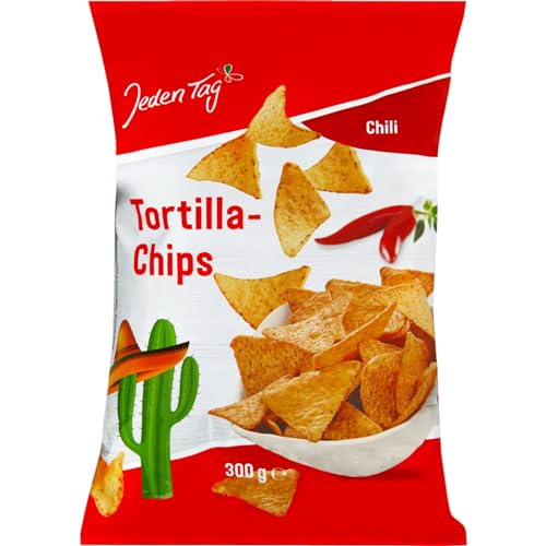 Jeden Tag Tortilla Mais Chips mit Käsegeschmack 300 g | Knusprige Maischips für den perfekten Snackmoment | Leckerer Genuss als Knabberartikel (1er Pack, Chili) von Zama4Zingo