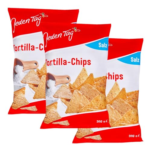 Jeden Tag Tortilla Mais Chips mit Käsegeschmack 300 g | Knusprige Maischips für den perfekten Snackmoment | Leckerer Genuss als Knabberartikel (3er Pack, Salz) von Zama4Zingo