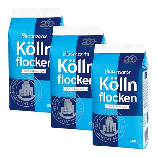 Kölln Haferflocken 500g | Blütenzarte Köllnflocken, Vegan, Reich an Ballaststoffen, Vollkornhaferflocken (Blütenzarte Flocken, 3er Pack) von Zama4Zingo