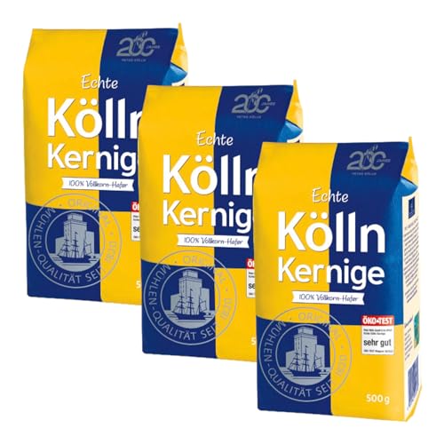 Kölln Haferflocken 500g | Kernige Köllnflocken, Vegan, Reich an Ballaststoffen, Vollkornhaferflocken (Kernige Flocken, 3er Pack) von Zama4Zingo