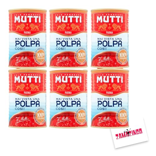 Mutti Polpa Feinstes Italienisches Tomaten Fruchtfleisch - 400g / 392ml - 6er Pack + Zama4Zingo Karte Mutti Polpa Feinstes Italienisches Tomaten Fruchtfleisch - 400g / 392ml - 6er Pack + Zama4Zingo Karte von Zama4Zingo