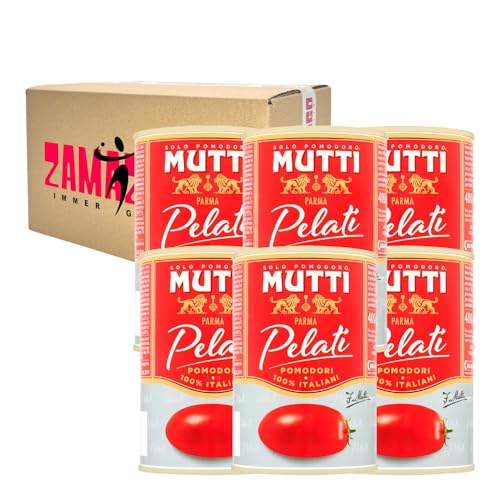 Mutti Pelati Geschälte Italienische Tomaten in Tomatensaft - 400g - 6er Pack von Zama4Zingo