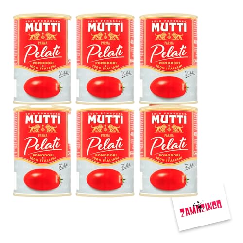 Mutti Pelati Geschälte Italienische Tomaten in Tomatensaft - 400g - 6er Pack von Zama4Zingo