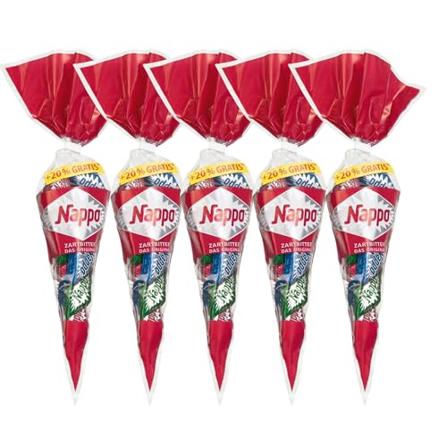 Nappo Zartbitter Spitztüte 150g | Holländischer Nougat in Spitztüte mit Zartbitter Schokoladen Überzug | Das Original | Schokoladengenuss (5er Pack) von Zama4Zingo