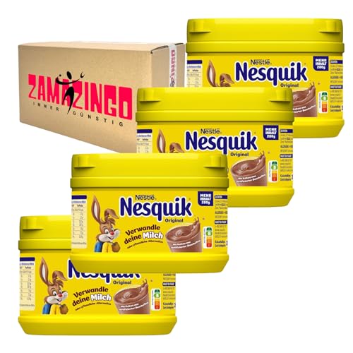 Nesquik Original Dose Kakaopulver 280g | Kakaopulver für den perfekten Schokodrink! | Für ein köstliches kakaohaltiges Getränkepulver (4er Pack) von Zama4Zingo