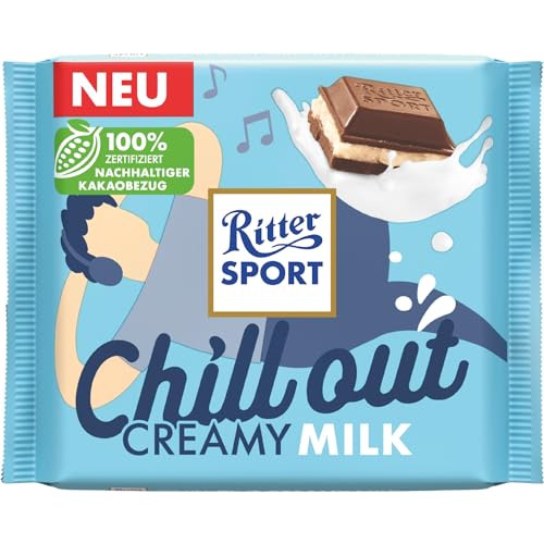 Ritter Sport Chill Out Creamy Milk Tafel 100g | Vollmilchschokolade mit Milch-Creme Limited Edition | Rainforest Alliance Zertifiziert (1er Pack, Creamy Milk) von Zama4Zingo