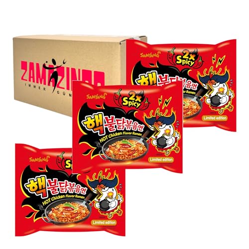 Samyang Buldak Instant Nudeln HALAL 2x Spicy Hot Chicken 140g | Hot Chicken Ramen Flavour (3er Pack) von Zama4Zingo