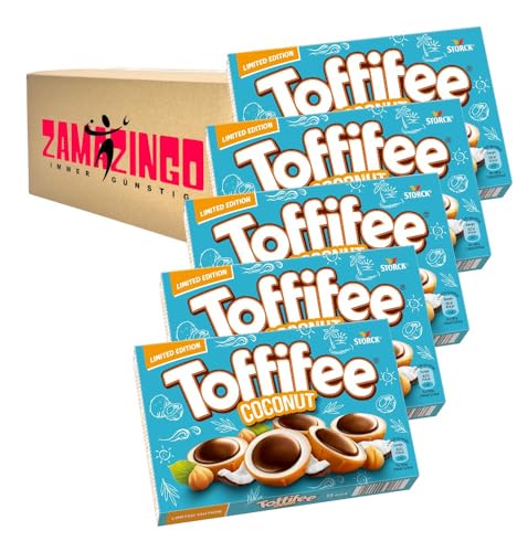Toffifee Coconut Limited Edition 125g (5er Pack) | Die Haselnuss in Caramel mit einer leckeren Cocos-Creme Füllung von Zama4Zingo