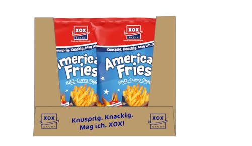 XOX American Fries BBQ-Curry-Style Chips Snack 125g | ohne Geschmacksverstärker & typisch Amerikanisch! (10er Pack) von Zama4Zingo