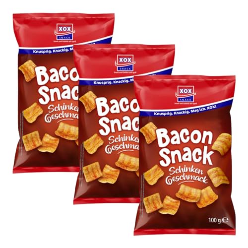 XOX Bacon Snack 100g | Knuspriger Genuss, herzhaft kräftiger Schinken Geschmack (3er Pack) von Zama4Zingo