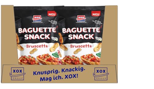 XOX Baguette Snack Bruscetta | Vegan | 150g - Im Ofen gebacken, mit echtem Tomate & Basilikum Geschmack | für unterwegs oder Zuhause (10er Karton Pack) von Zama4Zingo