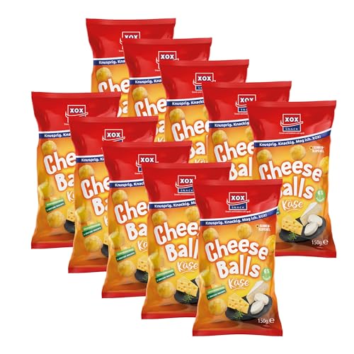 XOX Cheese Balls 150g | Knuspriger Maissnack mit echtem Käsegeschmack, 6% Käseanteil, Ohne Geschmacksverstärker & Künstliche Farbstoffe - Genuss pur! (10er Pack) von Zama4Zingo