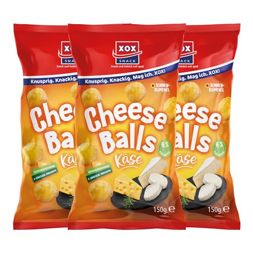 XOX Cheese Balls 150g | Knuspriger Maissnack mit echtem Käsegeschmack, 6% Käseanteil, Ohne Geschmacksverstärker & Künstliche Farbstoffe - Genuss pur! (3er Pack) von Zama4Zingo