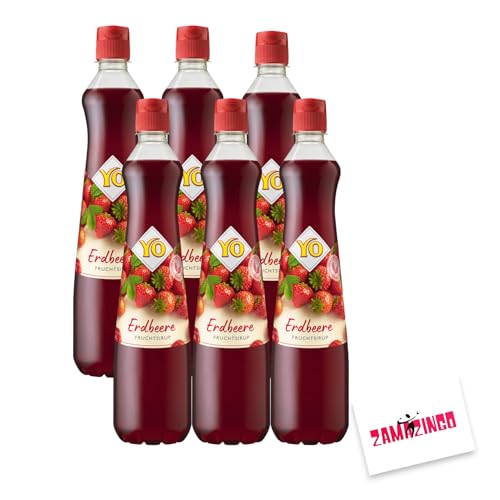 YO Fruchtsirup Erdbeere | Vegan | Sirup 700ml - mit intensivem Geschmack, Ideal für Cocktails und Getränke Mixen (6) von Zama4Zingo