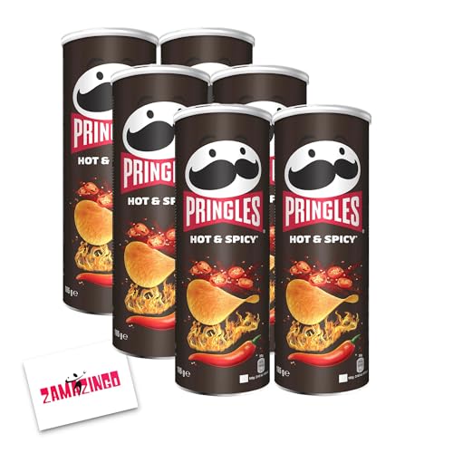 Pringles Hot & Spicy Chips | Vegetarisch | 165g - Knackige Vegetarische Chips - Perfekt für Snacks und Partys! + Zama4Zingo Karte von Zama4Zingo