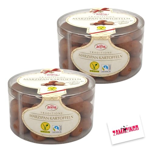 Zentis Marzipan Kartoffeln 500g | mit Kakaopuder verfeinert | Vegan und Fairtrade Schokolade verpackt im Zama4zingo Karton (2er Pack) von Zama4Zingo