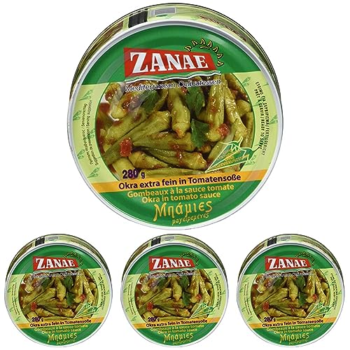 Zanae Okra, extra fein, in Öl (1 x 280 g Packung) | 280 g (4er Pack) von Zanae