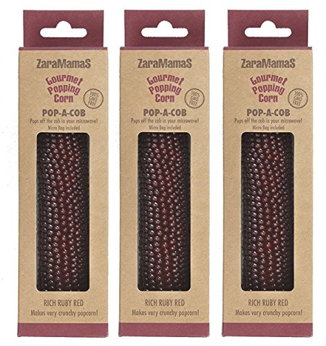 ZaraMama Gourmet Popcorn/Popcorn – Pop-A-Cob – Mikrowellen-Popcorn (Rich Ruby Red, 3 x 90g) von Zaramamas