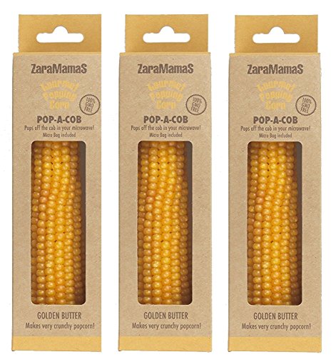 ZaraMama Gourmet Popcorn/Popcorn – Pop-A-Cob – Mikrowellen-Popcorn (goldene Butter, 3 x 90 g) von Zaramamas