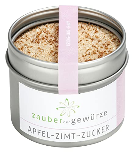 Zauber der Gewürze Apfel-Zimt-Zucker, Apfel-Zimt-Gewürz, für Apfelkuchen, Porridge, Oatmeal, Apfelpunsch, 95 g in wiederverschließbarer Aromadose von Zauber der Gewürze