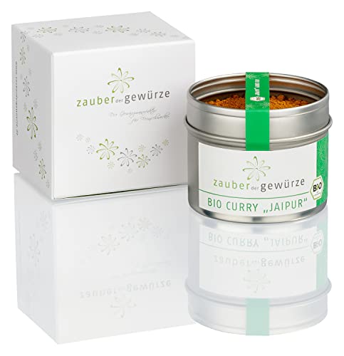 Zauber der Gewürze Bio Curry Jaipur 1-er Geschenkbox | Gewürze Geschenkset mit einem Curry Gewürz in Premiumqualität, als Geschenk für Hobbyköche & Genießer, 60 g von Zauber der Gewürze