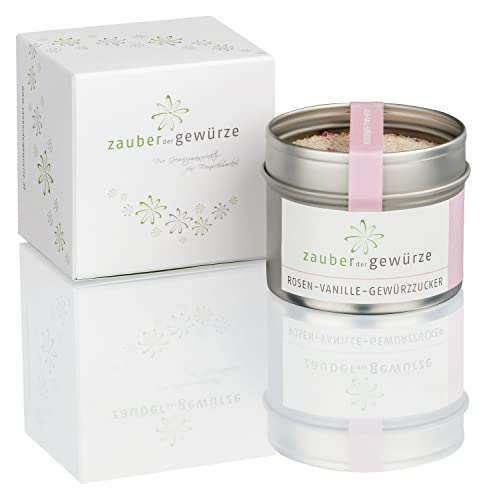 Zauber der Gewürze Rosen-Vanille-Gewüzzucker 1-er Geschenkbox | Gewürze Geschenkset mit einer edlen Zuckermischung in Premiumqualität, als Geschenk für Hobbyköche & Genießer, 100 g von Zauber der Gewürze