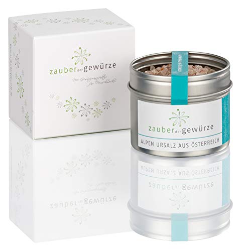 Zauber der Gewürze Alpensalz grob 1-er Geschenkbox | Gewürze Geschenkset mit Alpen Ursalz aus Österreich in Premiumqualität, als Geschenk für Hobbyköche & Genießer, 140 g von Zauber der Gewürze