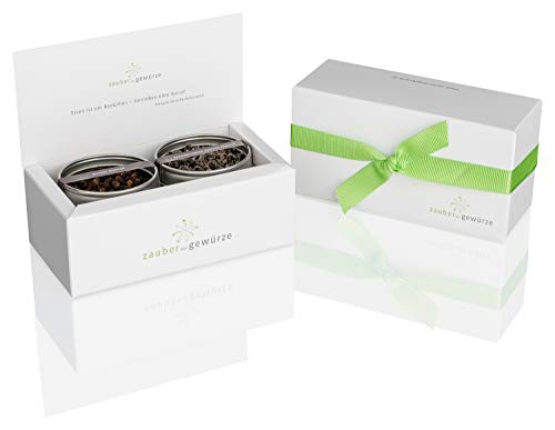 Zauber der Gewürze Exklusive Pfeffer Geschenkset - 2er Gewürze Set in edler Geschenkbox, Gewürzset zum Geburtstag, Geschenk für Männer und Frauen, Top-Qualität in wiederverschließbarer Aroma-Dose von Zauber der Gewürze