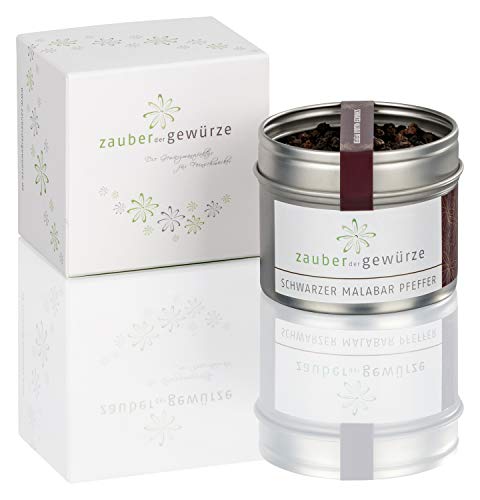 Zauber der Gewürze Schwarzer Malabar Pfeffer 1-er Geschenkbox | Gewürze Geschenkset mit einem edlen Gourmet-Pfeffer in Premiumqualität, als Geschenk für Hobbyköche & Genießer, 70 g von Zauber der Gewürze