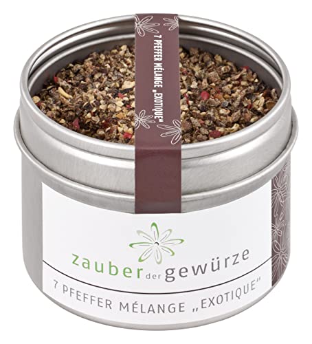 Zauber der Gewürze 7 Pfeffermischung Mélange Exotique, edle 7 Pfeffer Gewürzmischung grob gemahlen, Sieben Pfeffer-Mix, Premium-Qualität, 55 g von Zauber der Gewürze